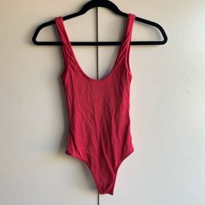 Revolve NBD Ribbed Hot Pink Bodysuit